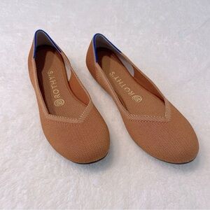 SOLD Rothy's Sz 8 Red Brown Flats with Blue Accents, MINT Condition, Natural